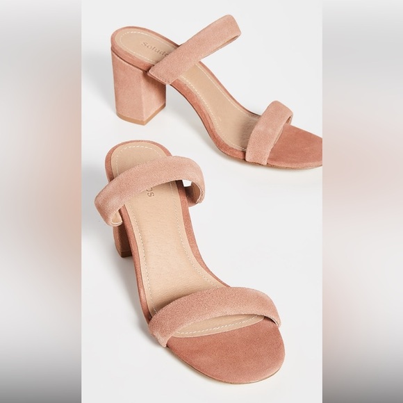 Anthropologie Soludos Ines Suede Block Heel Sandals 10 Bohemian Minimalist Chic - Picture 13 of 15